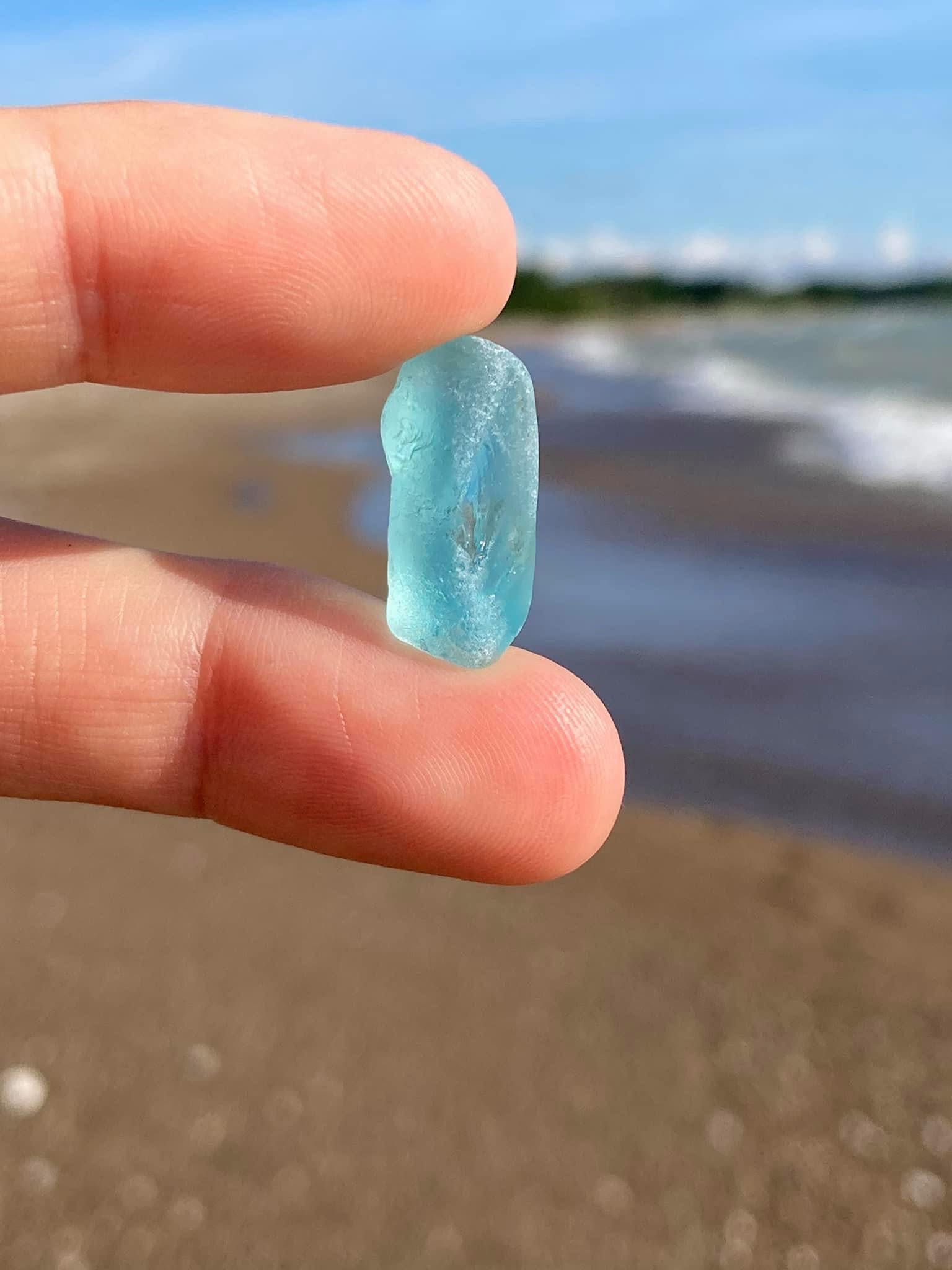 Aquamarine beach glass, Simmons Island, WI