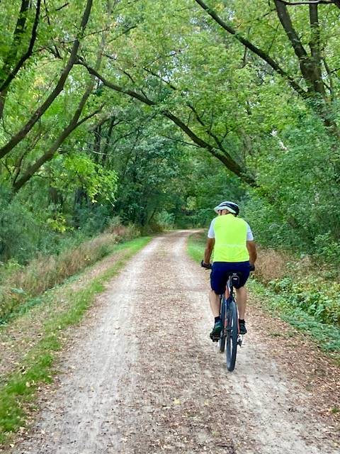 Forested stretch of Glacial Drumlin State Trail, Wisconsin