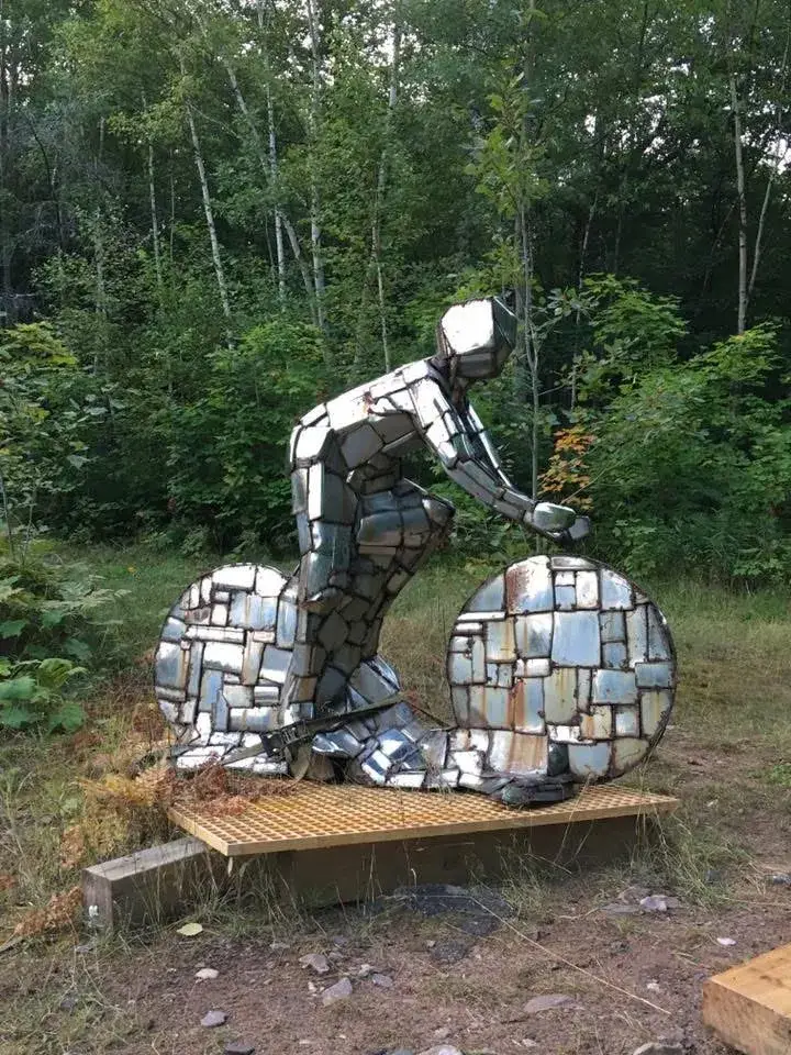 Iron bike sculpture, Noquamenon Bike Trails, Marquette, MI